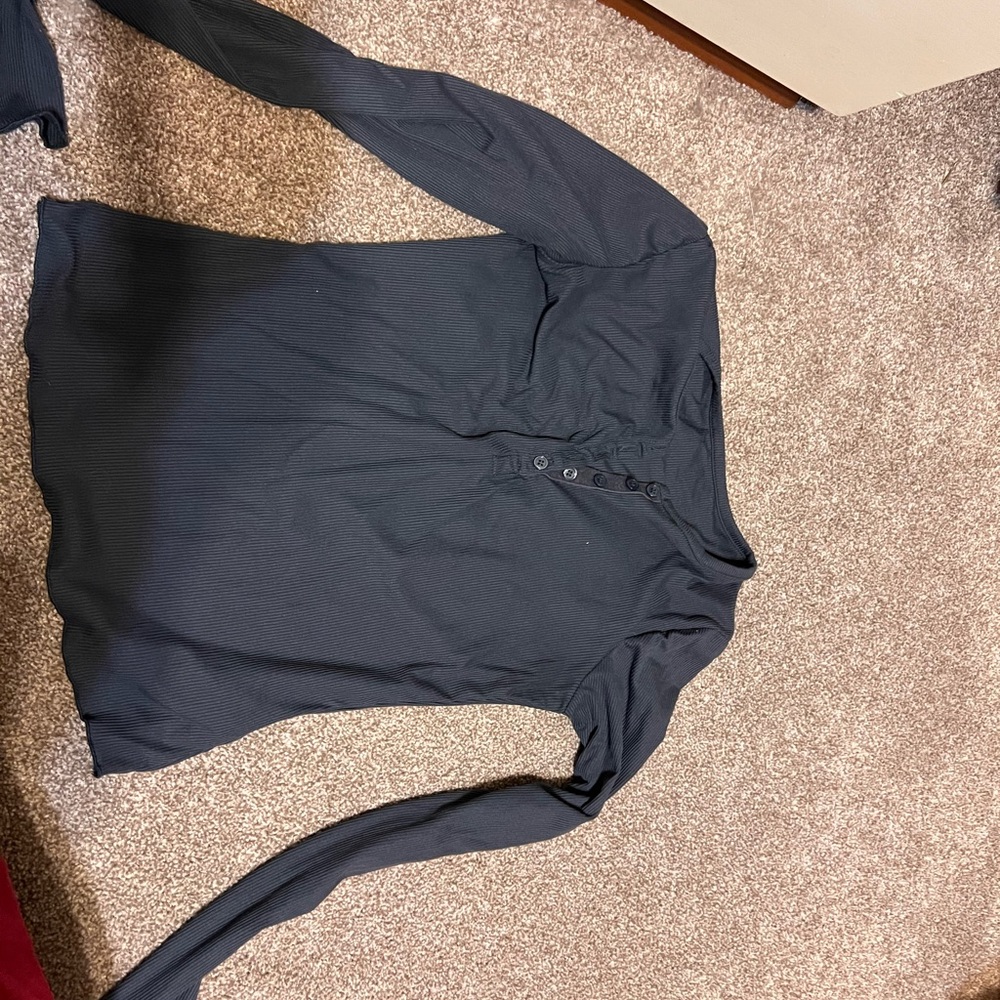 Chic Slate Blue Long Sleeve Top